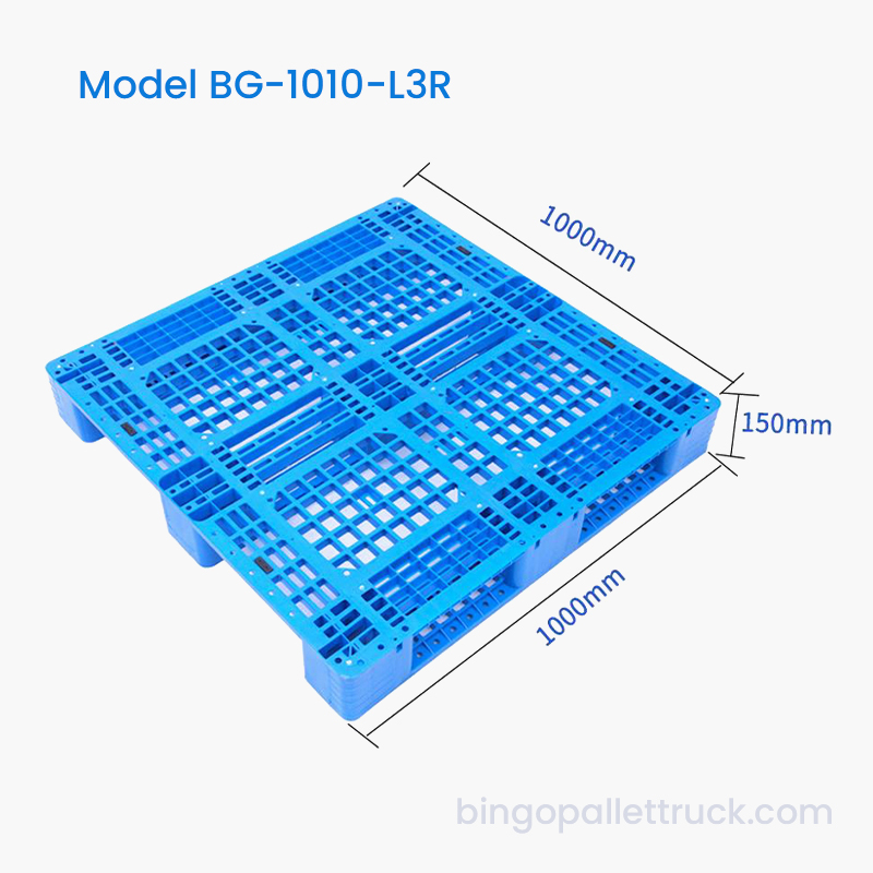 1000×1000 mm højstyrke 4-vejs indgang 3-løber plastpalle