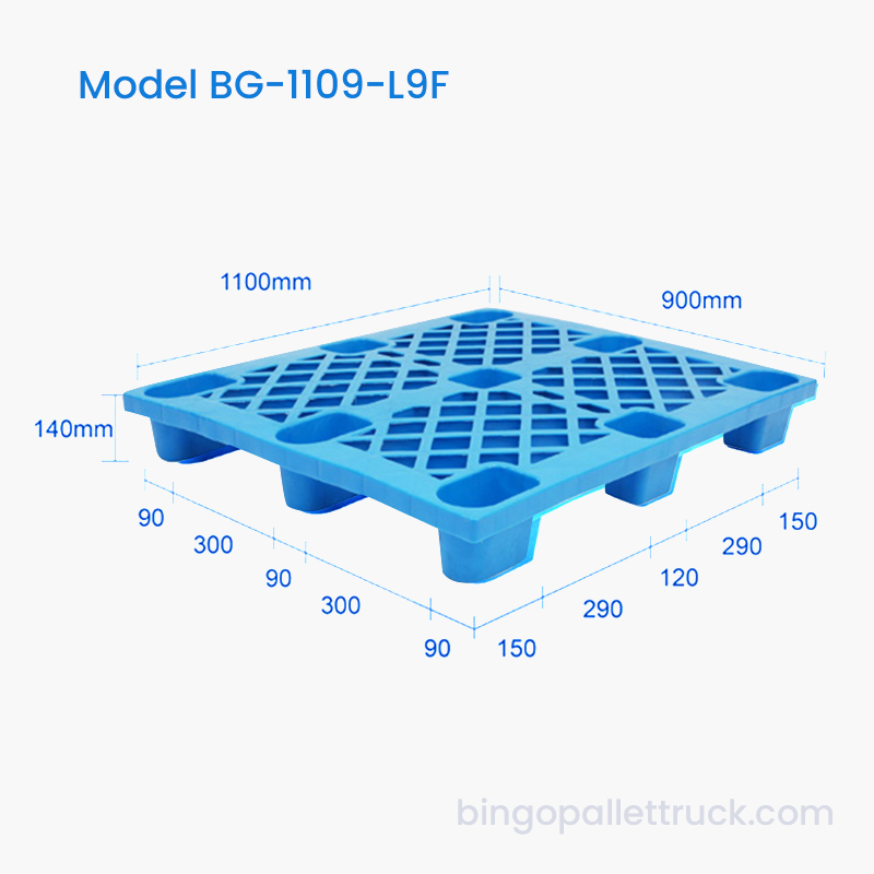 1100×900 mm holdbar let belastning ni fod HDPE plastpalle til materialehåndtering
