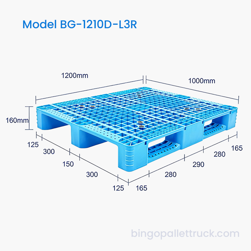 1200x1000mm 3 Runner Stålforstærket plastpalle