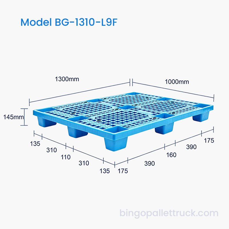 Højstyrke 1300x1000mm 9-bens let brugs plastpalle til logistik