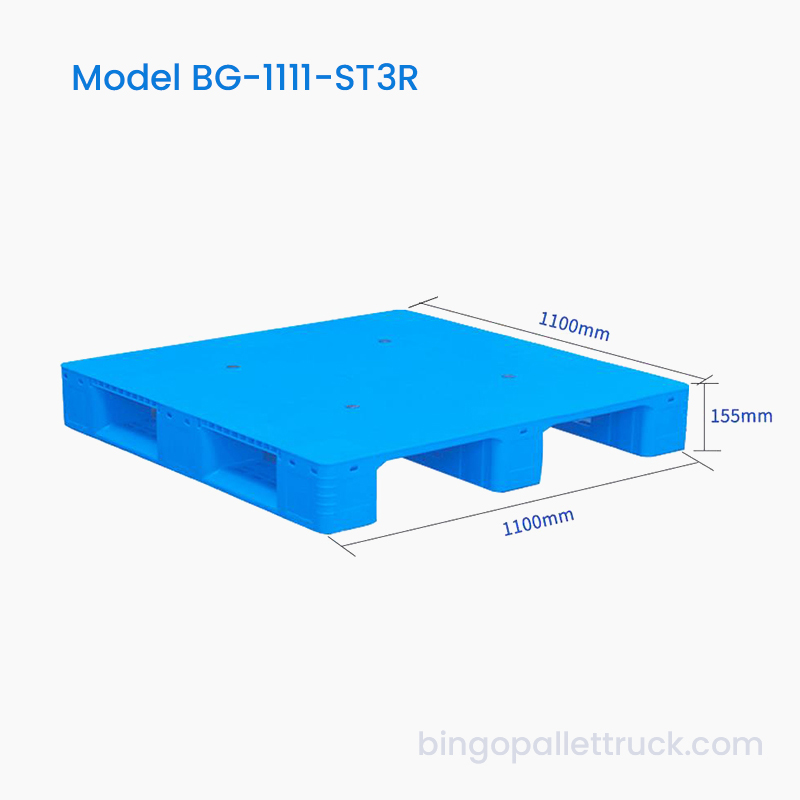 1100×1100mm Solid Top 3 Runners Plastpalle