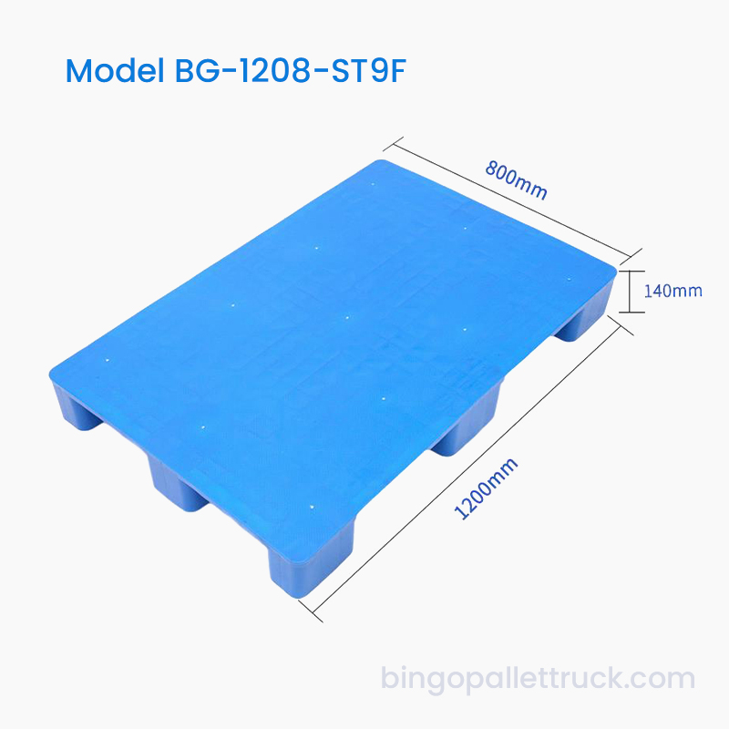Genanvendelig 1200x800 mm Solid Top 9 Ben Plastpalle til logistik