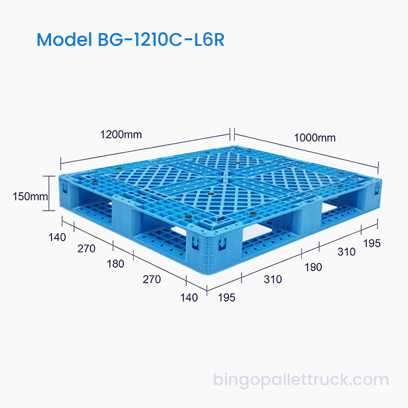 Six Runner 1200x1000 mm plastpalle kompatibel med gaffeltrucks