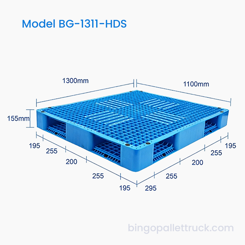 1300x1100mm Dobbeltsidet plastpalle til lager