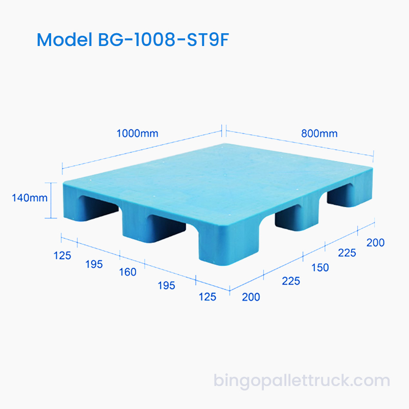 1000×800 mm Lettet Solid Top ni fod plastpalle