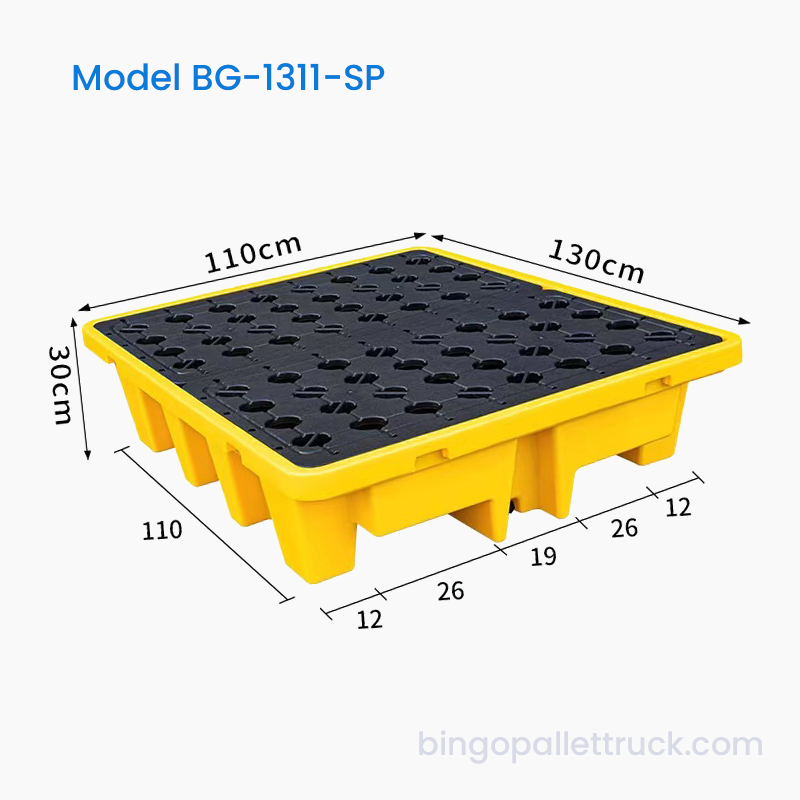 1300x1100 mm Lækagesikker plastpalle med gitteroverflade til IBC-totes