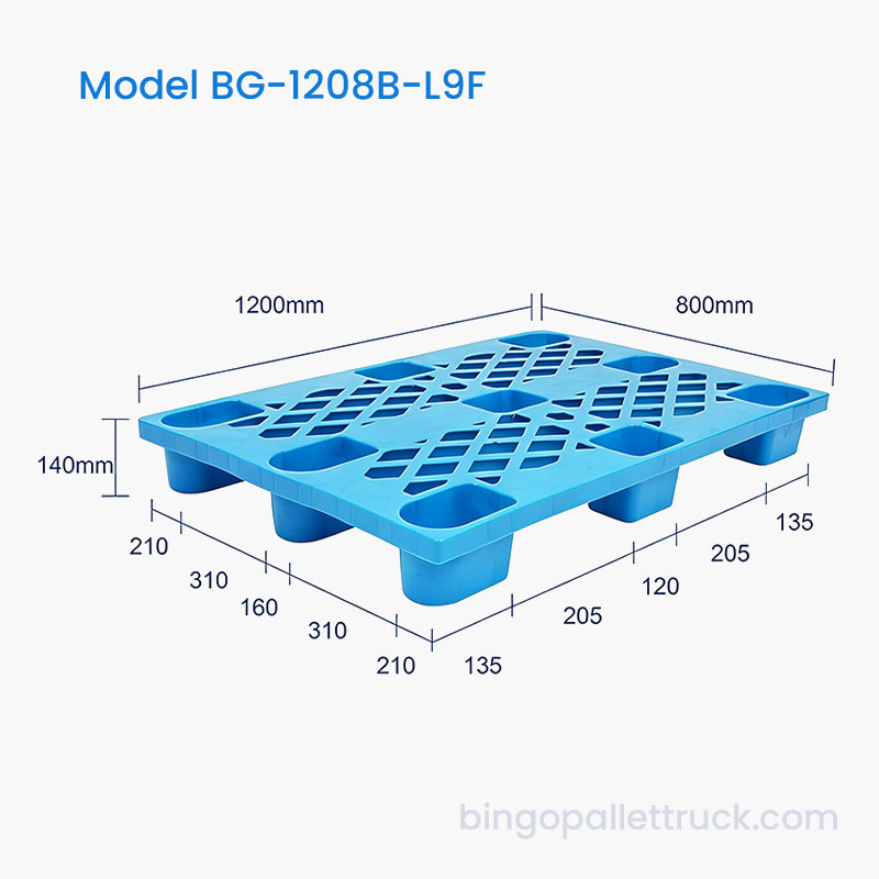 1200 x 800 mm let plastikpalle til opbevaring af mad- og drikkevareindustrien