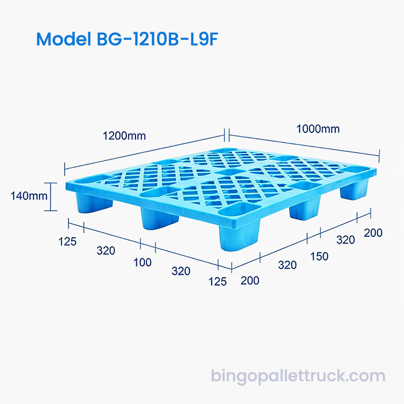 1200x1000mm letvægts 9 fods plastpalle til detailopbevaring