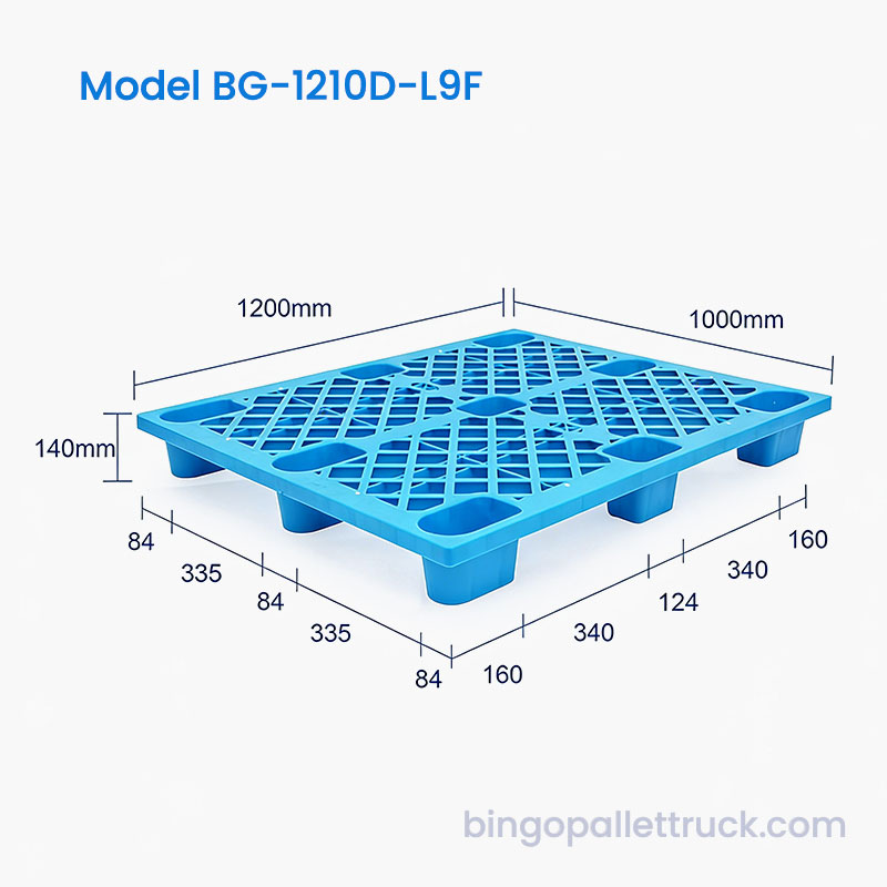1200x1000mm plastpalle med anti-slip gitteroverflade til logistik